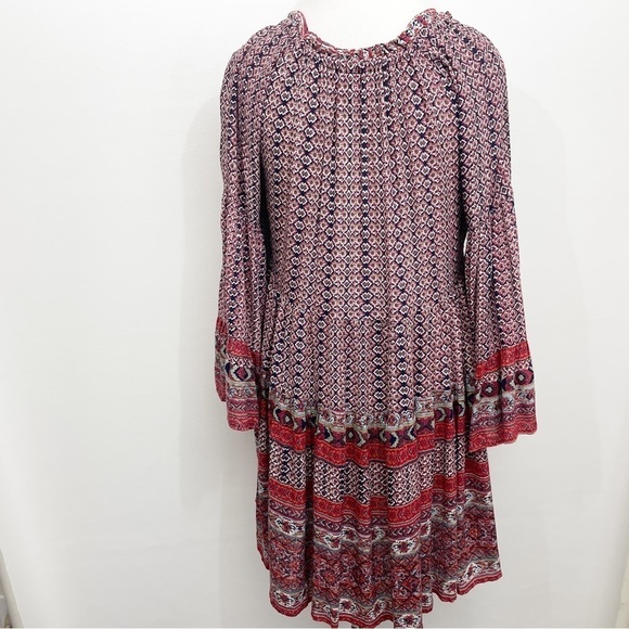 Angie Boho Baby Doll Dress Small Bell Sleeve Full Skirt Elastic Neckline - Picture 5 of 8